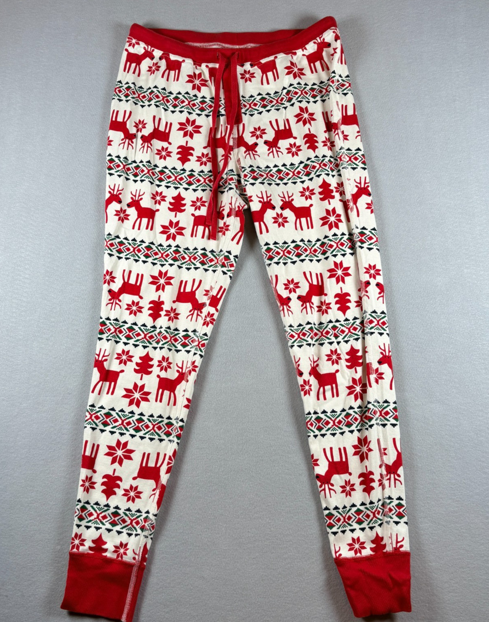 Hanna Andersson Women's Medium Reindeer Fair Isle Organic Cotton Pajama Pants